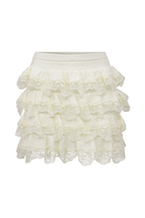 Margaret Lace Ruffle Mini Skort - Cream