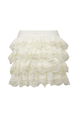 Margaret Lace Ruffle Mini Skort - Cream