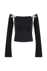 Marlene Scuba Jersey Contrast Top - Black/White