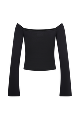 Marlene Scuba Jersey Contrast Top - Black/White
