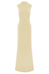 Massie Slinky And Mesh Maxi Dress - Lemon