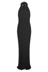 Melodie Halter Knit Maxi Dress - Black/White