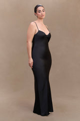 Lilly Sweetheart Satin Maxi Dress - Black