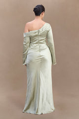 Iris Long Sleeve Satin Maxi Dress - Sage