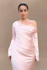 Iris Long Sleeve Satin Maxi Dress - Soft Pink