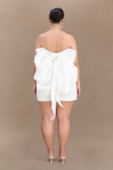 Suzette Taffeta Bow Mini Dress - White