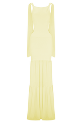 Haille Knit Chiffon Maxi Dress - Lemon