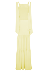 Haille Knit Chiffon Maxi Dress - Lemon