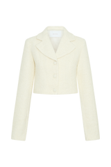 Mirelle Textured Boucle Cropped Long Sleeve Top - Ivory