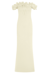 Nova Ruffle Off Shoulder Maxi Dress - Ivory