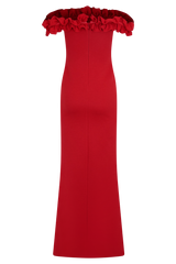Nova Ruffle Off Shoulder Maxi Dress - Ruby