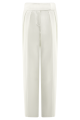 Penelope Pleated High Waisted Pants - Ivory