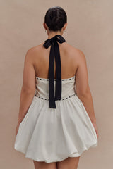 Queenie Halter Bubble Mini Dress - Black/White