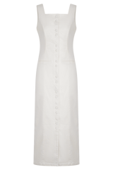Reyna Denim Midi Dress - White