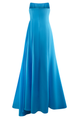 Rosella Satin Strapless Maxi Dress - Cyan Blue