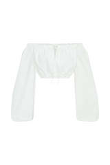 Salome Off Shoulder Crop Top - White