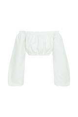 Salome Off Shoulder Crop Top - White