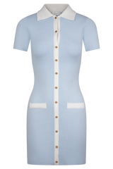 Seema Contrast Mini Dress - Light Blue/White