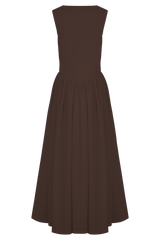 Sharon Scuba Jersey Midi Dress - Cacao Brown