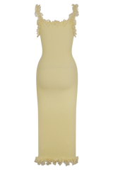 Shay Lace Ruffle Knit Midi Dress - Lemon