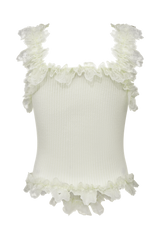 Shay Lace Ruffle Knit Top - Cream