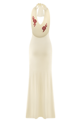 Shiloh Rose Knit Halter Maxi Dress - Ivory