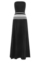 Solaris Strapless Contrast Knit Maxi Dress - Black/White
