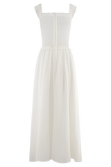 Tahlia Pointelle Knit Midi Dress - White