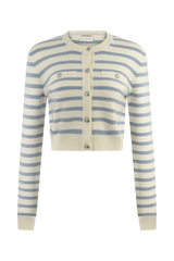 Tanner Striped Knit Cardigan - Light Blue/White
