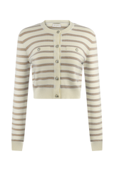 Tanner Striped Knit Cardigan - Nude/White