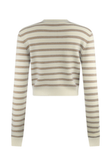 Tanner Striped Knit Cardigan - Nude/White