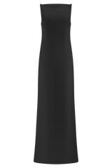 Violet Sleeveless Satin Maxi Dress - Black