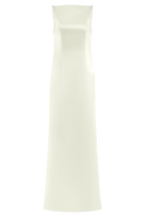 Violet Sleeveless Satin Maxi Dress - White
