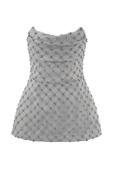 Zuri Hand Beaded Embellished Peplum Corset - Silver