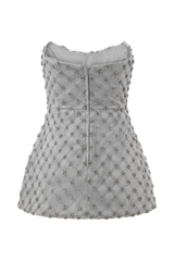 Zuri Hand Beaded Embellished Peplum Corset - Silver