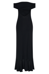 Audrey Off Shoulder Mesh Maxi Dress - Black
