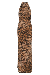 Estella Chiffon Cowl Maxi Dress - Leopard Print