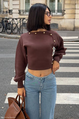 Mertyle Aysmetrical Knit Jumper - Deep Chocolate