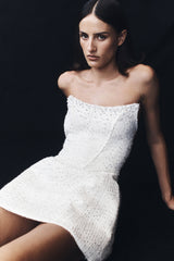 Lorrie Tweed Corset Mini Dress - White