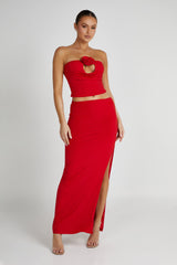 Jeanine Cowl Back Maxi Skirt - Red