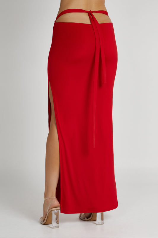 Jeanine Cowl Back Maxi Skirt - Red
