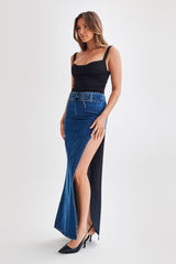 Hailey Slinky Long Line Sweetheart Top - Black