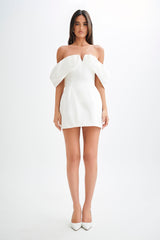 Portia Off Shoulder Satin Corset Dress - White