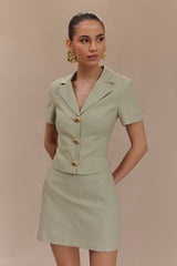 Ciara Linen Mini Skort - Basil