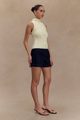 Roberta High Neck Cable Knit Top - Ivory
