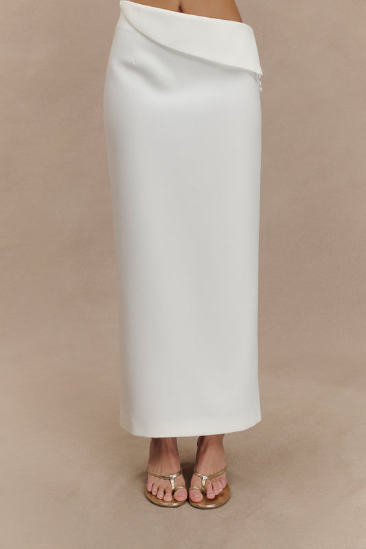 Astrid Suiting Midi Skirt - White