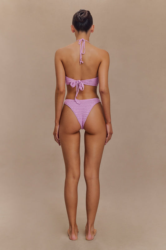 Skye Floral Crochet Tie Up Bikini Bottom - Lilac