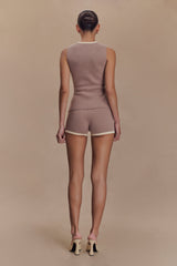 Julianne Contrast Knit Shorts - Pebble/Ivory