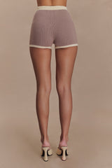 Julianne Contrast Knit Shorts - Pebble/Ivory