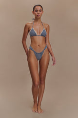 Persephone Gingham Triangle Bikini Top - Navy